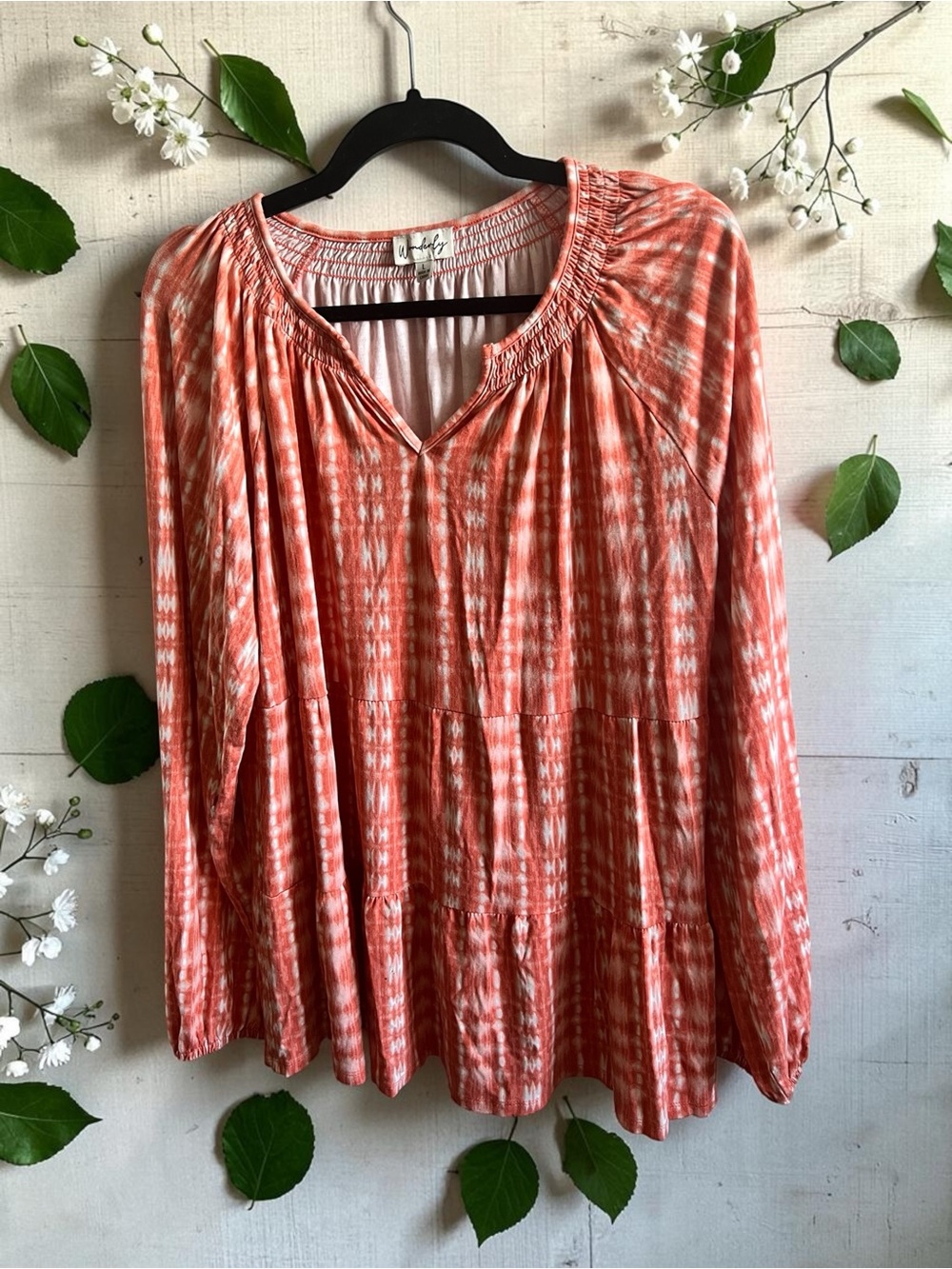 Wonderly orange Tie-Dye Peasant Tunic